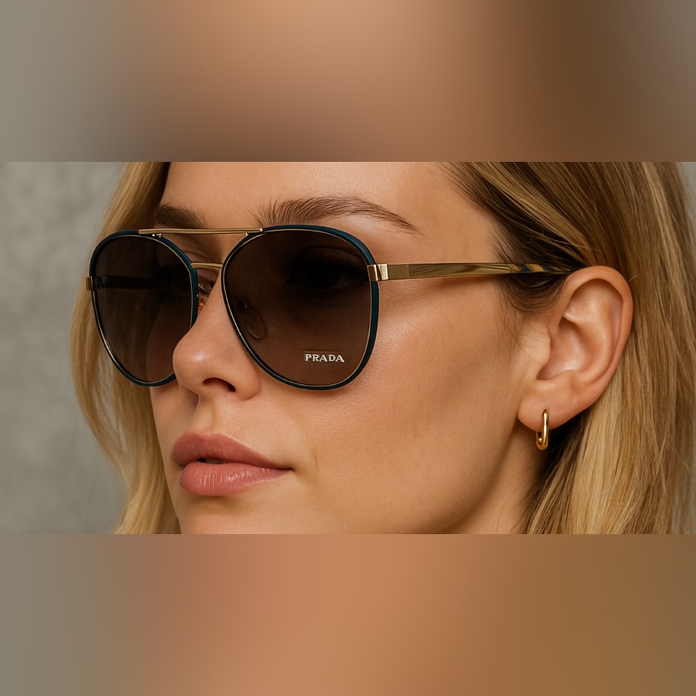 ❌SOLD❌PRADA Women's Green Framed Aviator - Picture 2 of 9